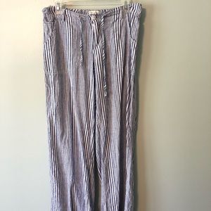Cotton Blue and White Stripe Wide Leg Pants